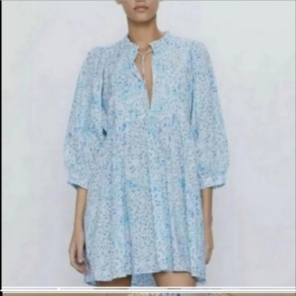 Zara floral babydoll mini dress nwt new cottagecore